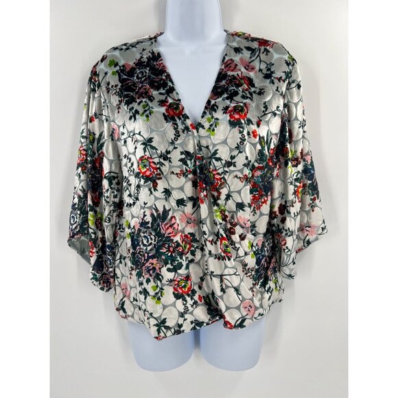 Anthropologie Maeve Size XS Floral Print Umi Wrap Top Silk Blend Blouse - Picture 9 of 10